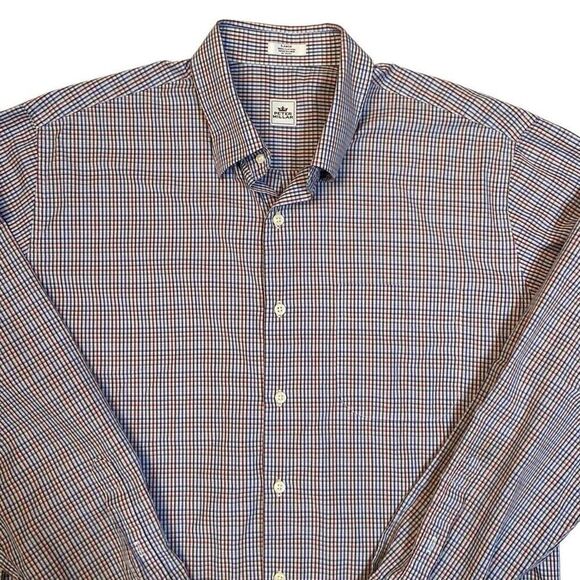 Peter Millar Blue Red Plaid Long Sleeve Button Down Dress Shirt Men Size Large - Picture 2 of 10